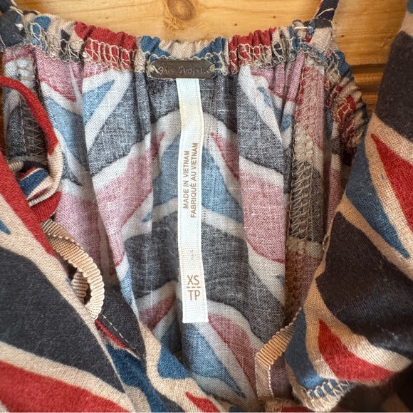 Free People Maxi Dress Wrap Siren Red Blue Geo Linen Blend Women's Size XS - Picture 6 of 7